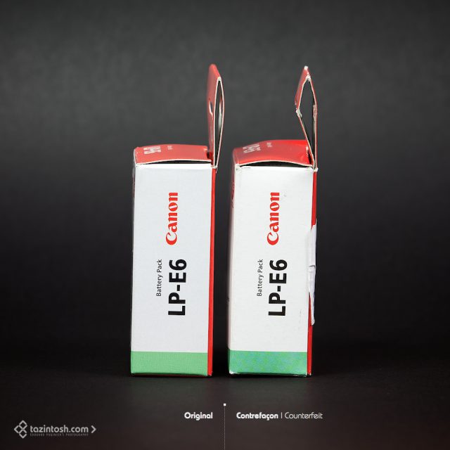 Canon LP-E6 • Côté droit des boîtes